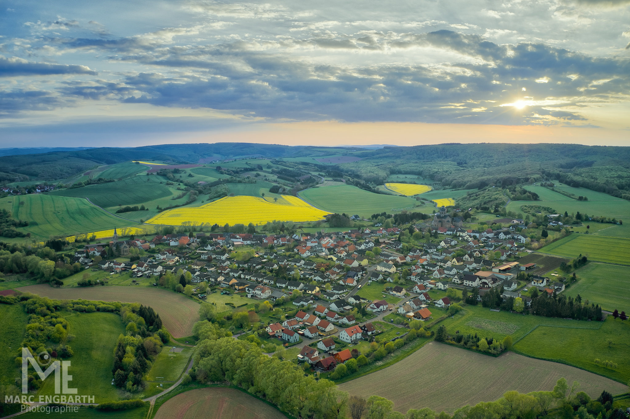 Luftaufnahme über Sponheim und das Naheland