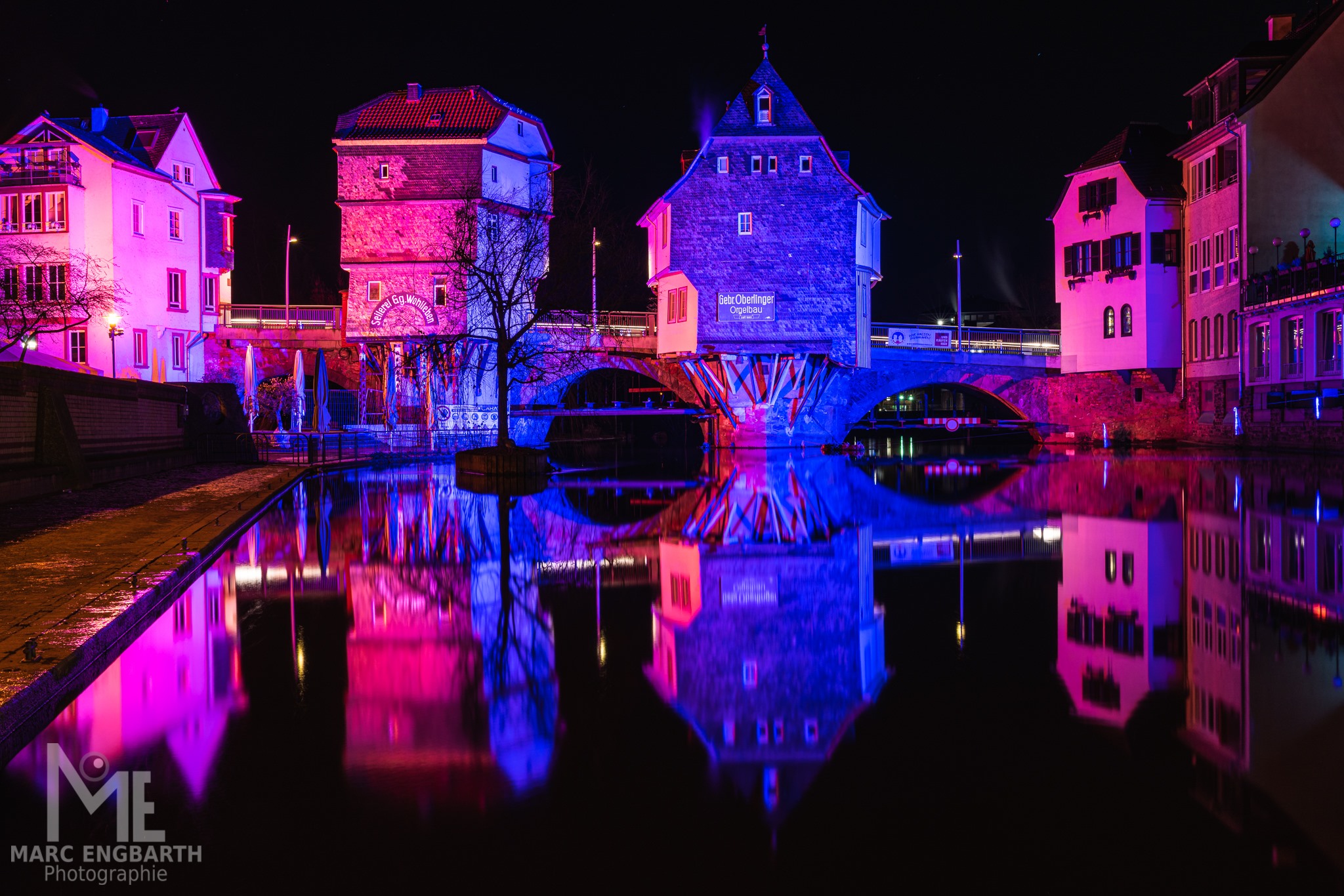 Die illuminierten Brückenhäuser in Bad Kreuznach