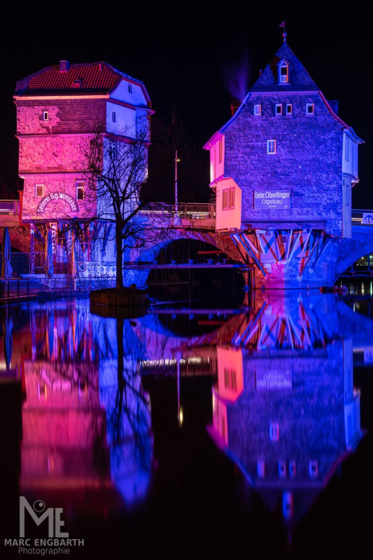 Die illuminierten Brückenhäuser in Bad Kreuznach