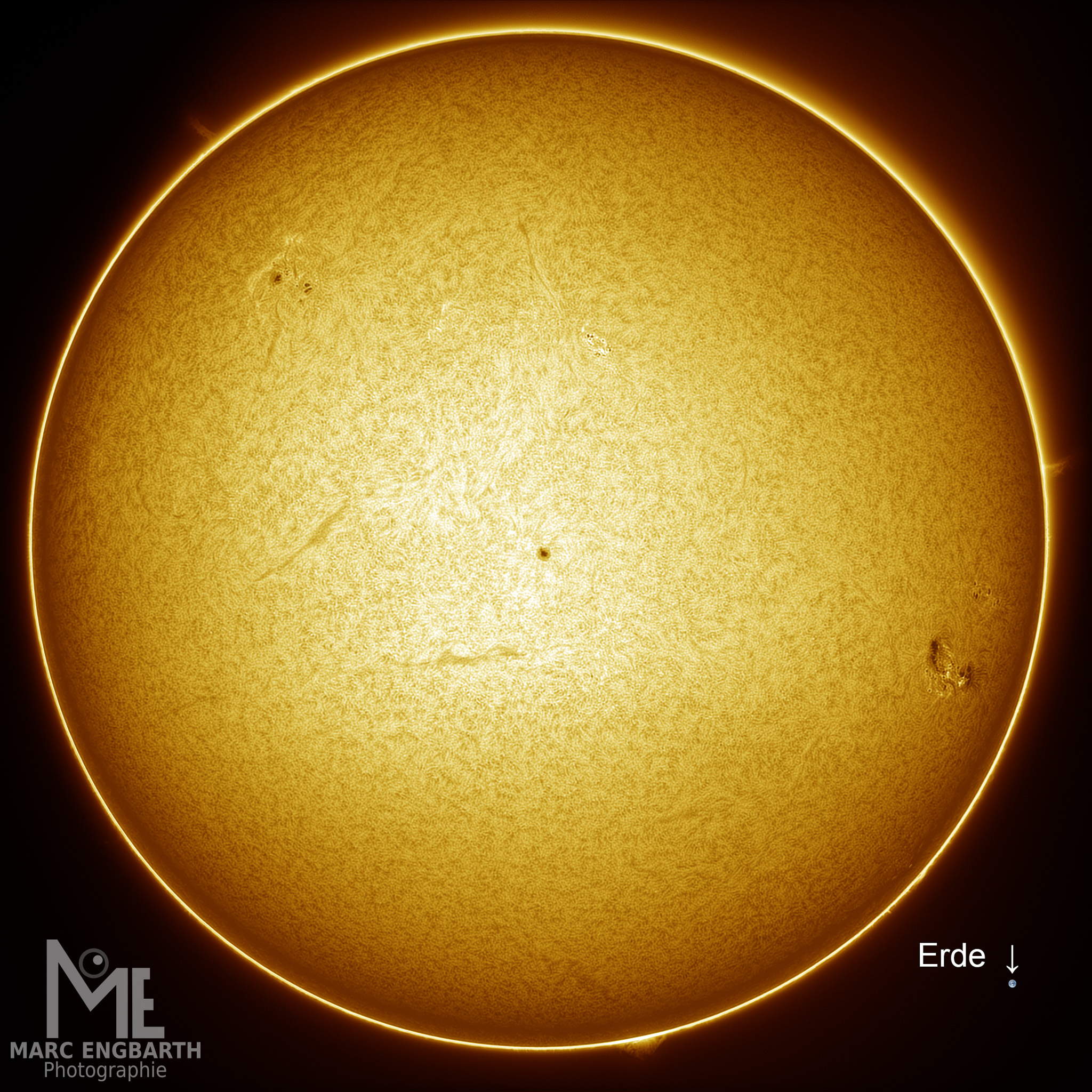 Unsere Sonne vom 12.04.2025 Als Größenvergleich habe ich …